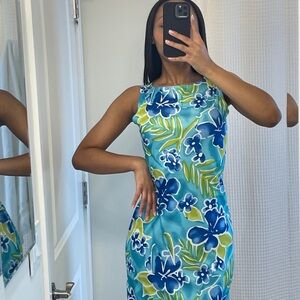 Floral Blue and Green Dress